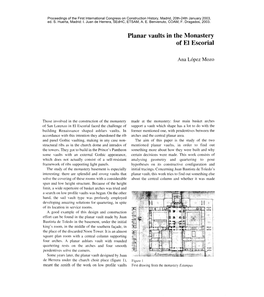 Planar Vaults in the Monastery of El Escorial