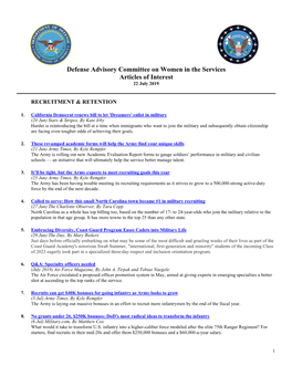 Defense Advisory Committee on Women in the Services Articles of Interest 22 July 2019