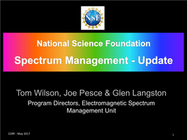 National Science Foundation Spectrum Management