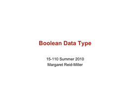 Boolean Data Type