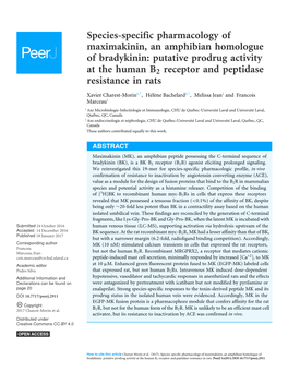 Species-Specific Pharmacology of Maximakinin, An