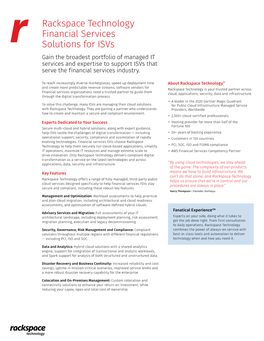Rackspace Technology Financial Services Solutions for Isvs
