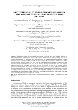 An Investigation on Spatial Changes of Parishan International Wetland Using Remote Sensing Methods