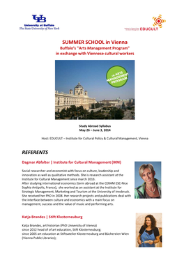 UB Summer School Vienna 2014 Referents 19 05 14