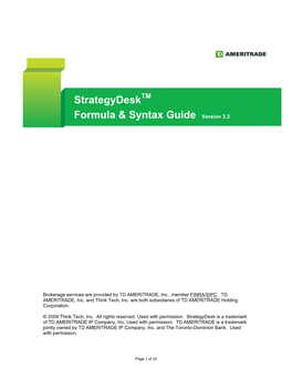 Strategydesk Formula & Syntax Guide Version 3.3