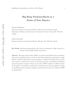 Big Bang Nucleosynthesis As a Probe of New Physics 3