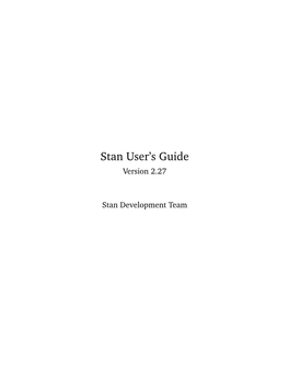 Stan User's Guide 2.27