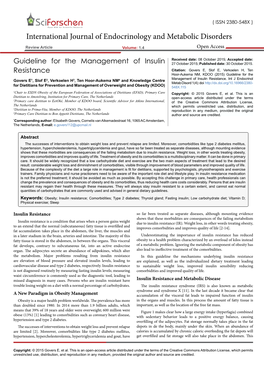 Guidelines on Insulin Resistance