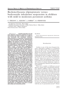 Beclomethasone Dipropionate Versus Budesonide Inhalation Suspension in Children with Mild to Moderate Persistent Asthma