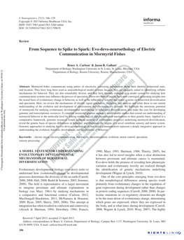 Evo-Devo-Neuroethology of Electric Communication in Mormyrid Fishes