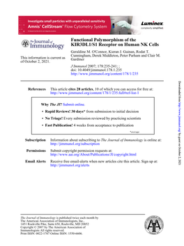 KIR3DL1/S1 Receptor on Human NK Cells Functional Polymorphism Of