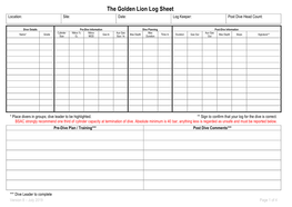 Dive Assessment & Log Sheet