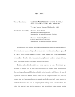 ABSTRACT Guided Probabilistic Topic Models for Agenda-Setting