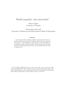 Wealth Inequality: Data and Models∗