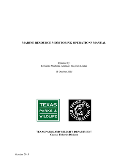Marine Resource Monitoring Operations Manual