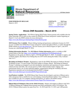 Illinois DNR Newsbits – March 2019