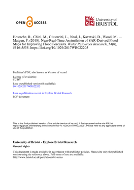 Near-Real-Time Assimilation of SAR-Derived Flood Maps for Improving Flood Forecasts