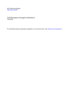 5.04 Principles of Inorganic Chemistry II Fall 2008