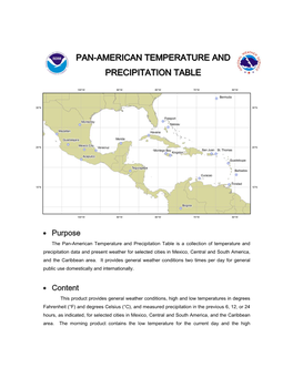 Pan-American Temperature and Precipitation Table