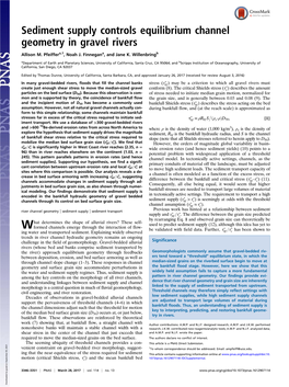 Sediment Supply Controls Equilibrium Channel Geometry in Gravel Rivers