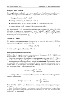 Complex Inner Product Adjoint of a Matrix Orthogonality And
