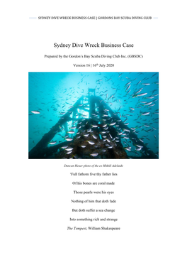Sydney Dive Wreck Business Case | Gordons Bay Scuba Diving Club