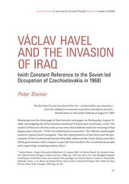 VÁCLAV HAVEL and the INVASION of IRAQ (With Constant Reference to the Soviet-Led Occupation of Czechoslovakia in 1968)