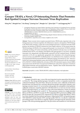 Grouper TRAF4, a Novel, CP-Interacting Protein That Promotes Red-Spotted Grouper Nervous Necrosis Virus Replication