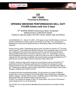 U2 360° TOUR Presented by Blackberry