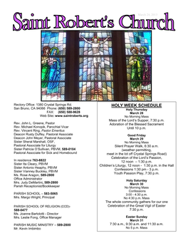 Holy Week Schedule