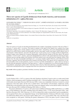 Three New Species of Cypella (Iridaceae) from South America, and Taxonomic Delimitation of C