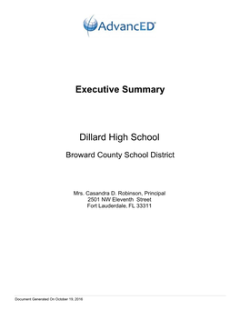 Executive Summary Dillard High School