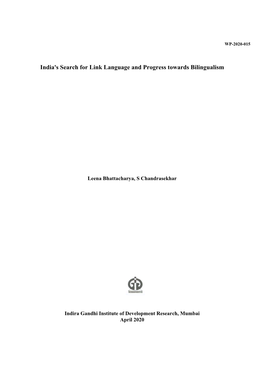 (2020). India's Search for Link Language and Progress Towards Bilingualism