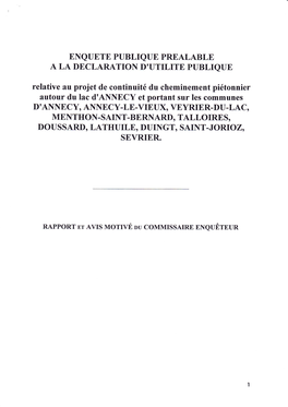 Enquete Publique Prealable a La Declaration D'utilite