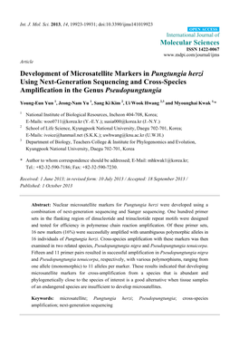 Development of Microsatellite Markers in Pungtungia Herzi Using Next-Generation Sequencing and Cross-Species Amplification in the Genus Pseudopungtungia