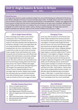 Unit 3: Anglo-Saxons & Scots in Britain