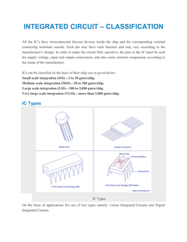 Integrated Circuit – Classification