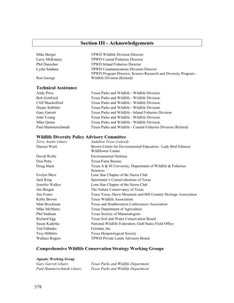 Section III - Acknowledgements