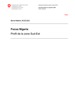 Focus Nigeria : Profil De La Zone Sud-Est (05.03.2021)