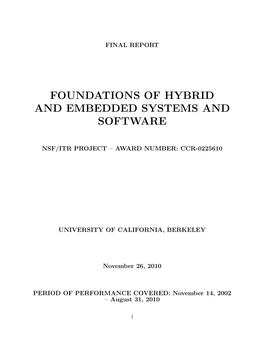 Foundations of Hybrid and Embedded Systems and Software