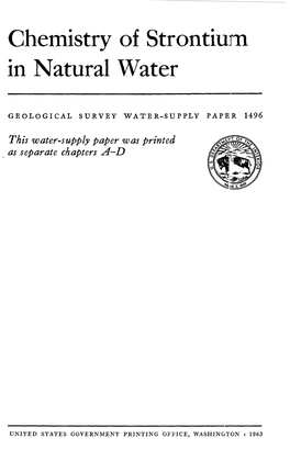 Chemistry of Strontium in Natural Water