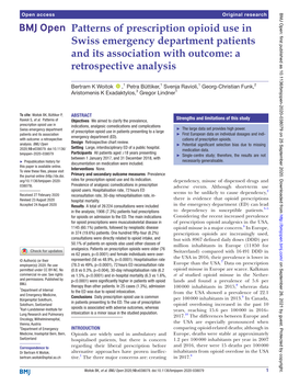 Patterns of Prescription Opioid Use in Swiss Emergency Department Patients and Its Association with Outcome: a Retrospective Analysis