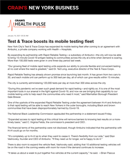 Test & Trace Boosts Its Mobile Testing Fleet