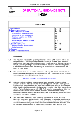 Operational Guidance Note