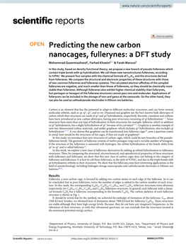 Predicting the New Carbon Nanocages, Fullerynes: a DFT Study Mohammad Qasemnazhand1, Farhad Khoeini1* & Farah Marsusi2