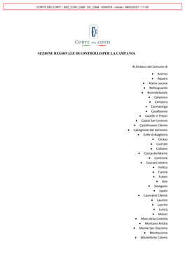 Sezione Regionale Di Controllo Per La Campania