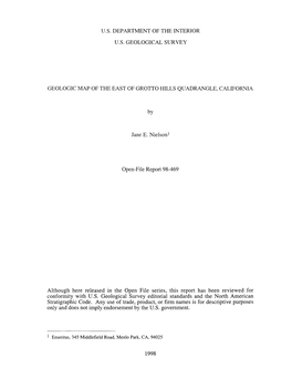 Geologic Map of the East of Grotto Hills Quadrangle, California