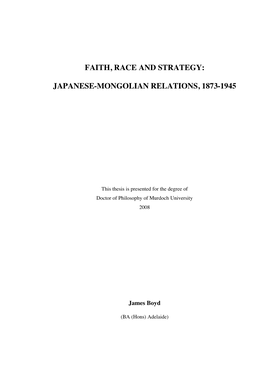 Japanese-Mongolian Relations, 1873-1945