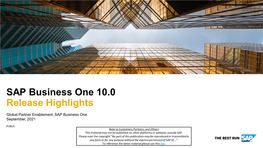 SAP Business One 10.0 Highlights