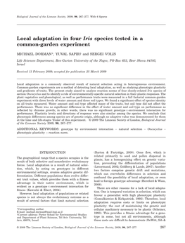 Local Adaptation in Four Iris Species Tested in a Common-Garden Experimentbij 1265 267..277